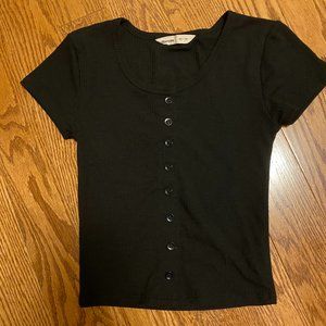 Black button down baby t-shirt
